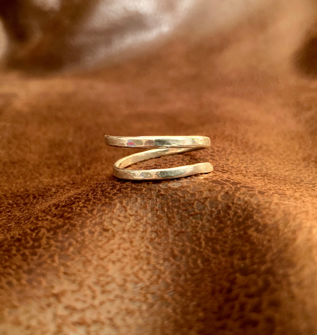 Thin Hammered Spiral Ring